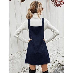 Frank & Oak Navy Blue Pinafore Dress